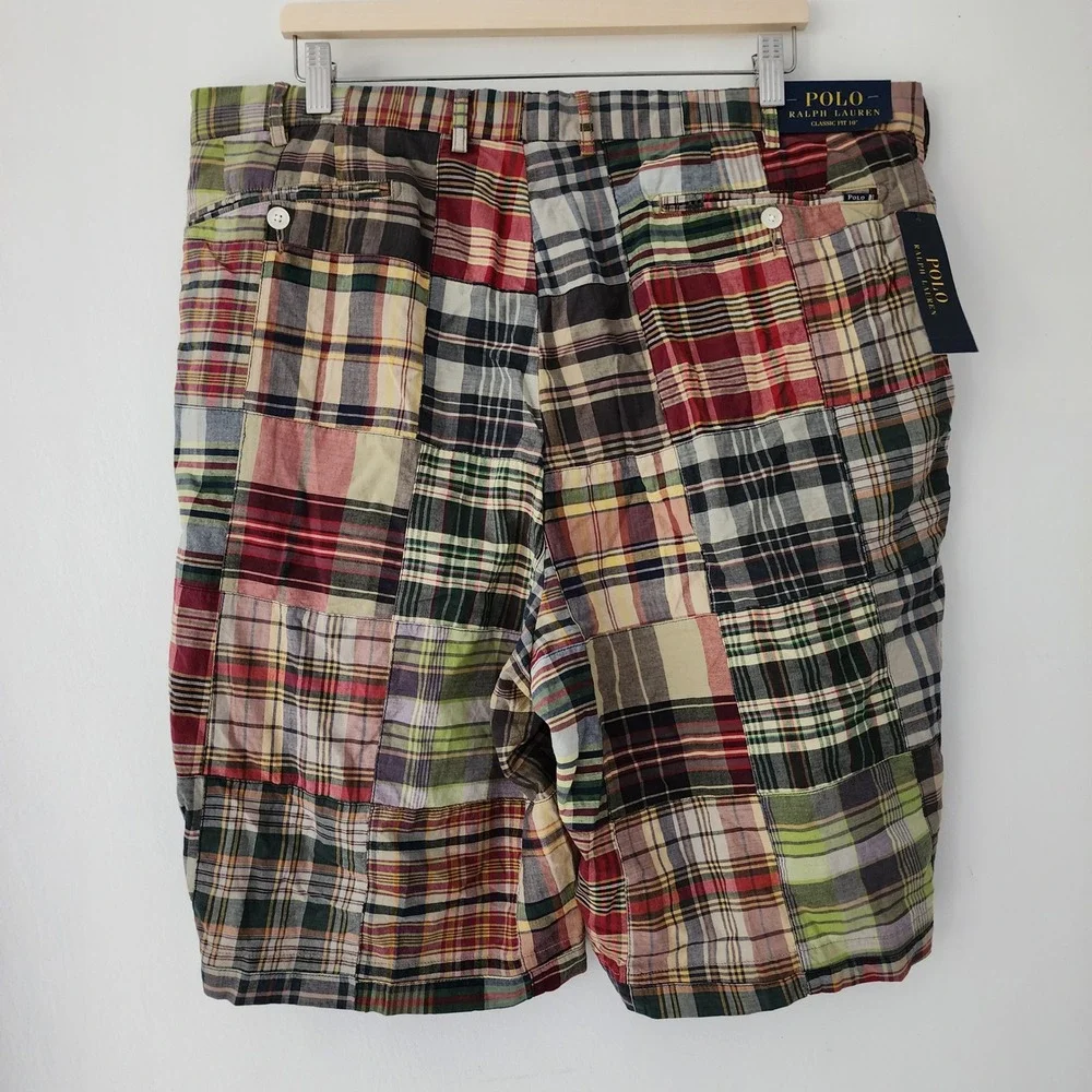 NEW Polo Ralph‎ Lauren Men's 40T Classic Fit Patchwork Plaid Shorts 10 Inseam